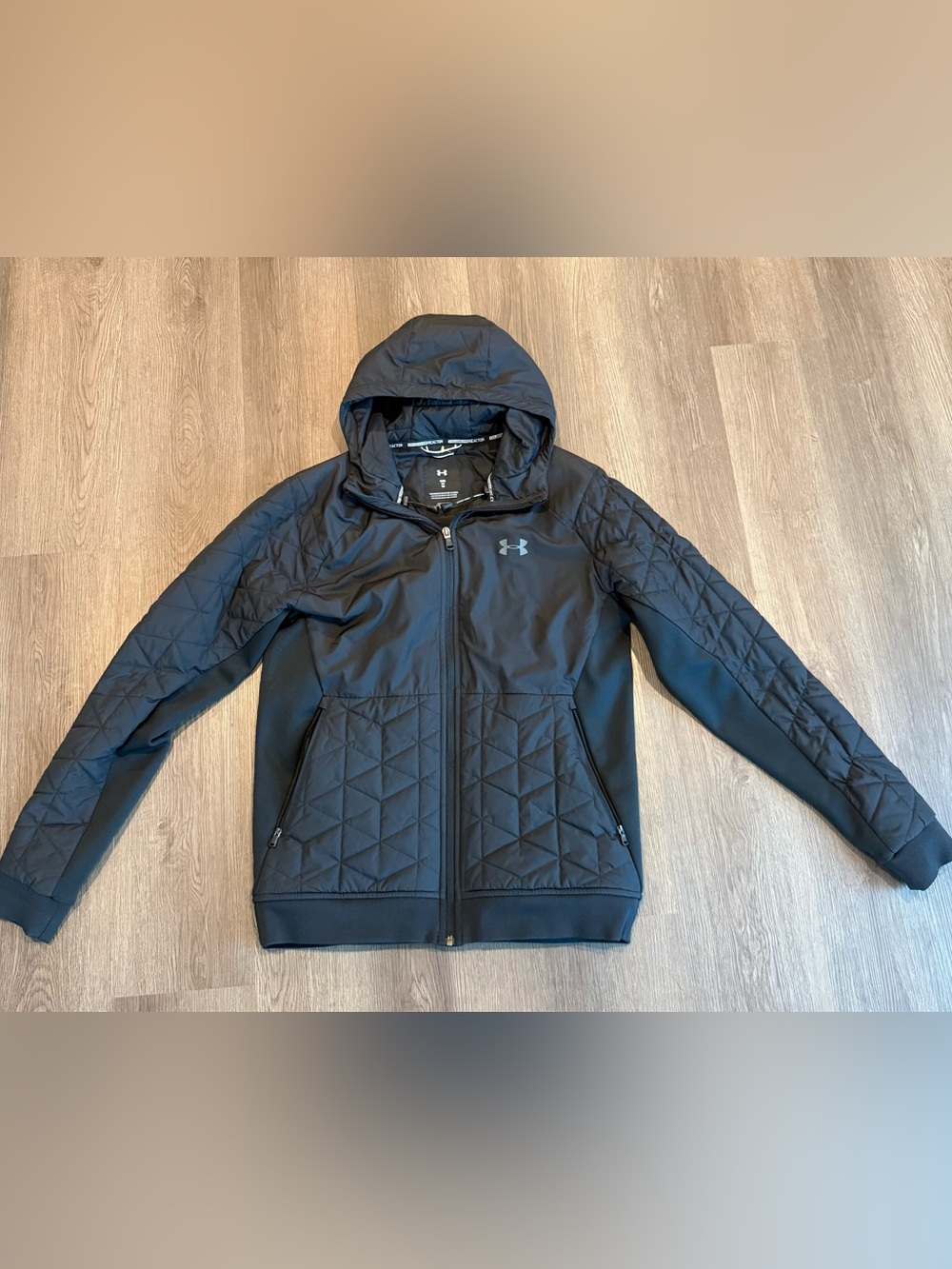 Under Armour Women Black Quilted Hooded Cold Gear Reactor Jacket